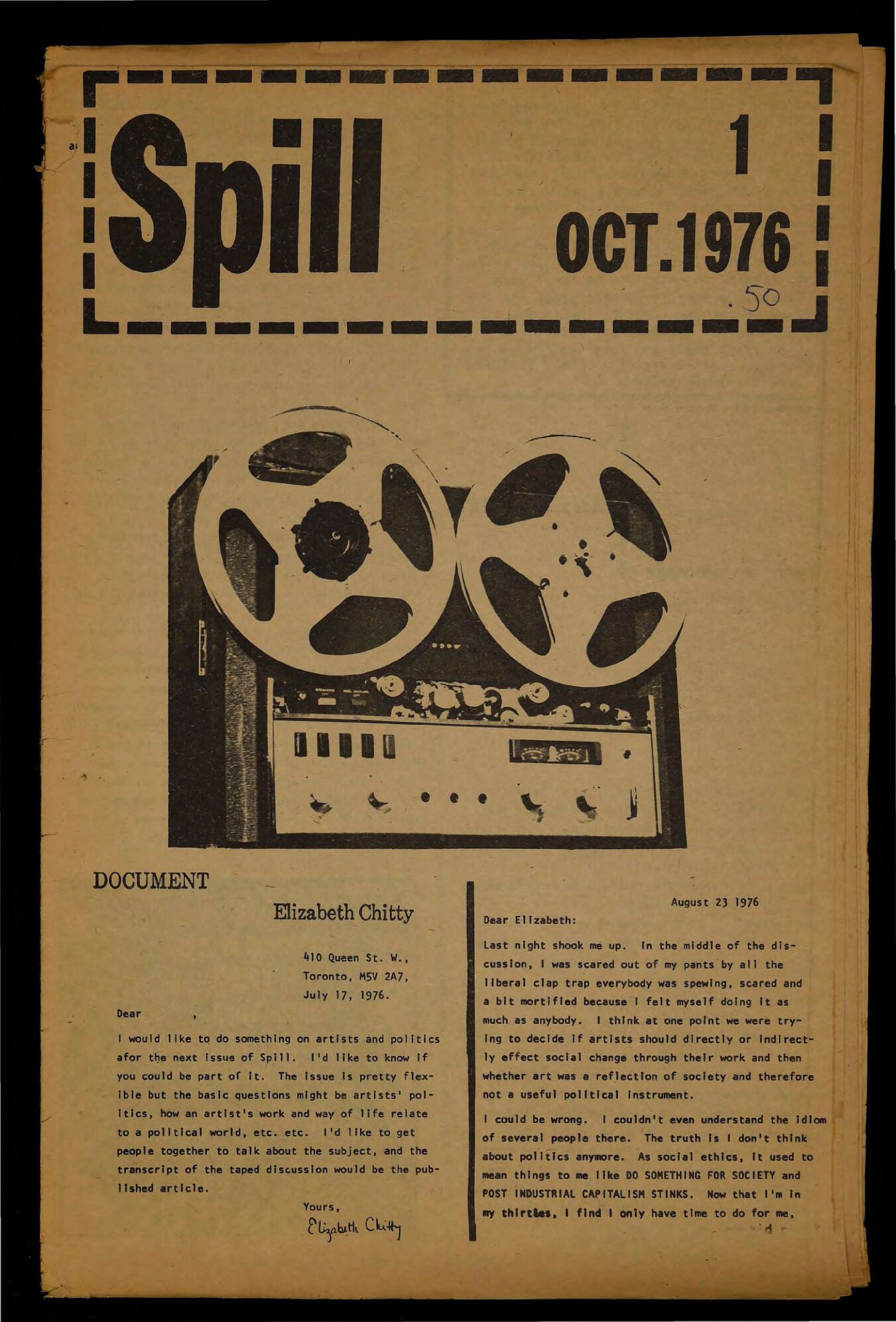 Spill no. 1 - October 1976 / non. 1 - octobre 1976